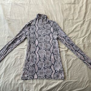 Snake Print Mock Neck Long Sleeve Top